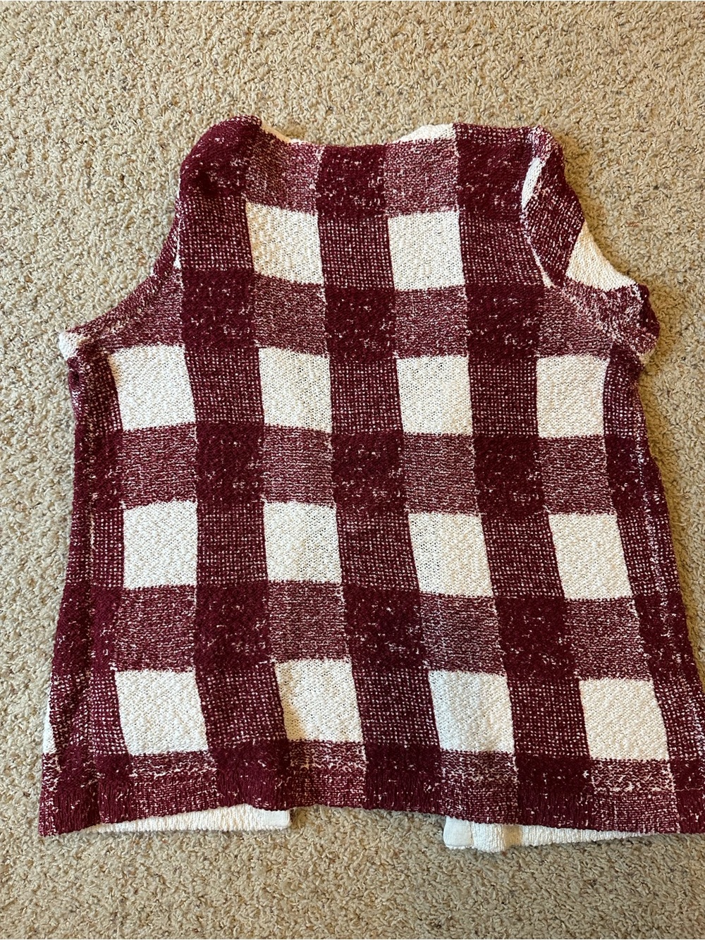 Foxcroft Burgundy and Cream Plaid Open-Front Cardigan - Picture 2 of 2